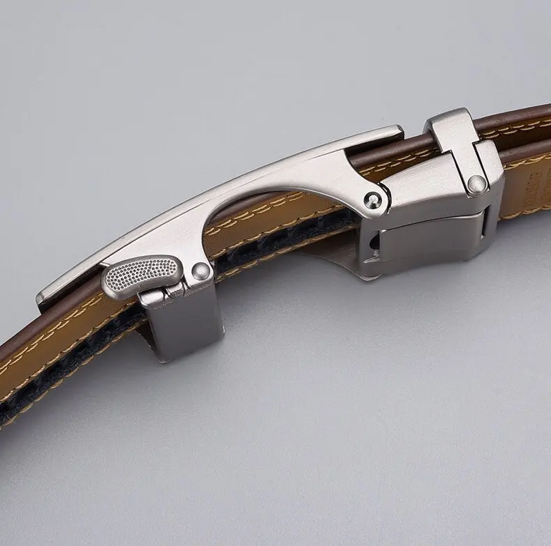 New Arrival Luxury Designer Cowhide Leather Slide Ratchet Waist Belts Genuine Leather Men Belt with Automatic Click Buckle
