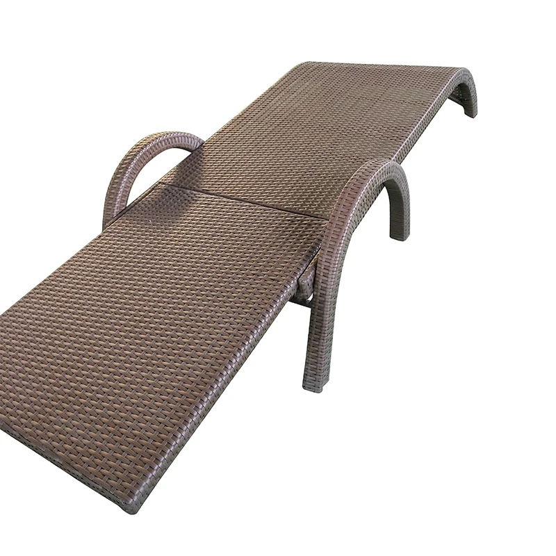 Modern Plastic Chaise Lounge wicker single seat Sun lounger rattan outdoor FOLDING lounge bed