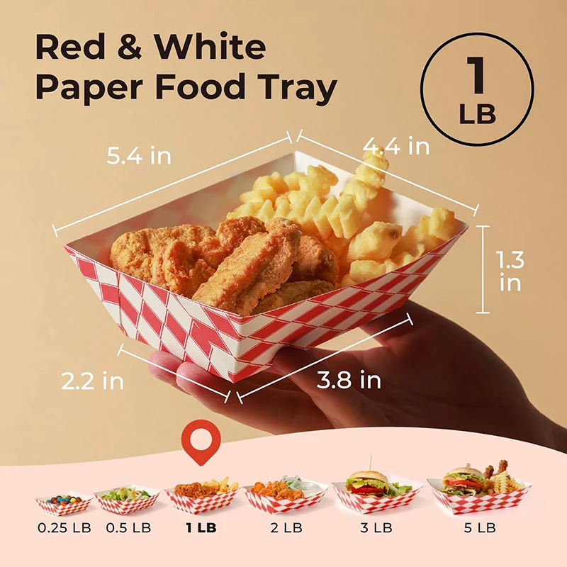 Snack Tray for Picnics and Carnivals-Heavy Duty Disposable Food Tray for Candies and Resistant Paper Food Boats