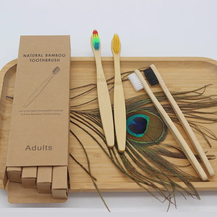Wholesale 100 % Healthy Charcoal Bamboo Toothbrush Soft Natural Disposable Toothbrush  with BPA free bristle
