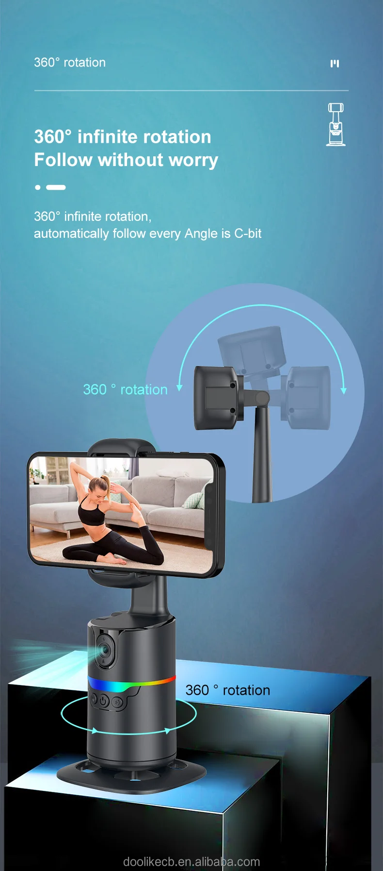 Newest Q14 360 Rotation Auto AI Focus Face Tracking Follow Mobile Phone Stabilizers Magnetic Holder Gimbal Stabilizer For Phones