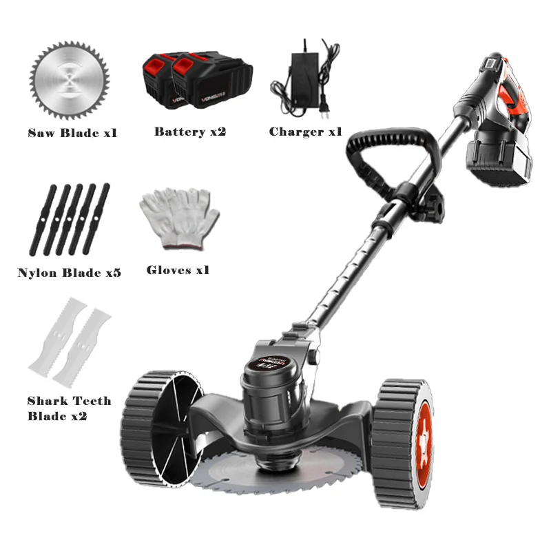 Cordless grass String Trimmer weed wacker with 90 Degree Adjustable Head Exclusive design blade for yard Manual Lawn Mower