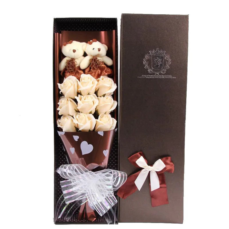 
high quality Design Custom artificial Flower Cartoon mini Teddy Bear Soap Stuffed Animals Kids Soft Plush Toys Bouquet 