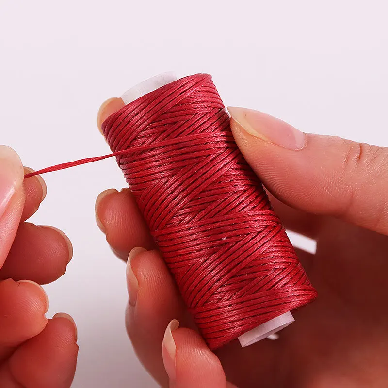Customized Color 1.5MM 30 M/Roll 100% Polyester Flat Wax Rope For Sewing Leather