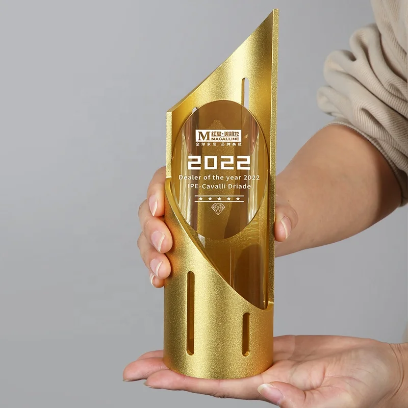 Jadevertu 2024 K9 crystal  metal trophy award trofeos custom award nonstop cylinder trophy with bevel