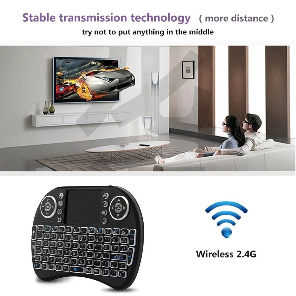 I8 Portable Custom layout 2.4GHz mini Wireless Backlight keyboard  handheld Keyboard for smart TV/TV box computer