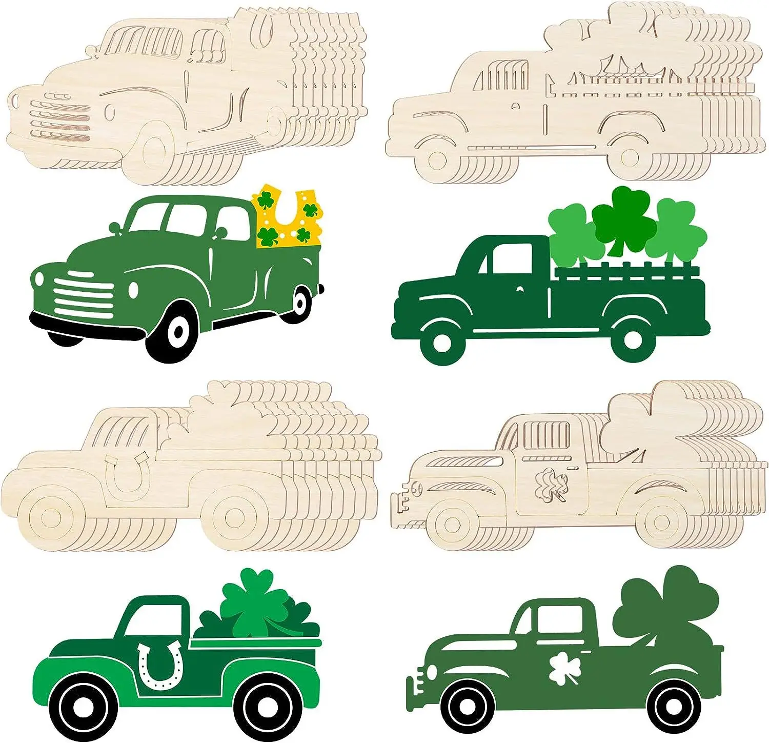 Easter Cutout Unfinished Wooden Truck Cutout Door Hangers Any Shape Cutout for Spring Party Decorations DIY Art Crafts Painting