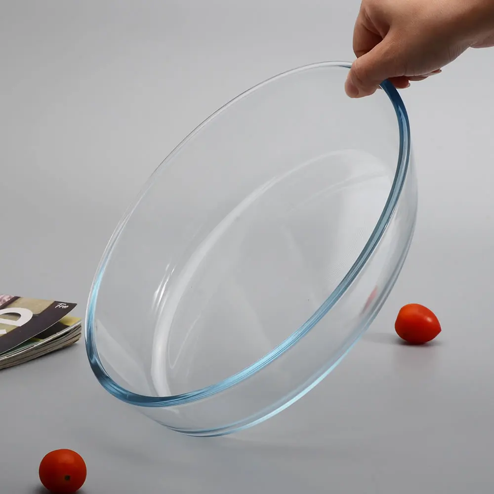 Unbreakable Round High Borosilicate Microwave Safe Food Glass Tray Fish Dish