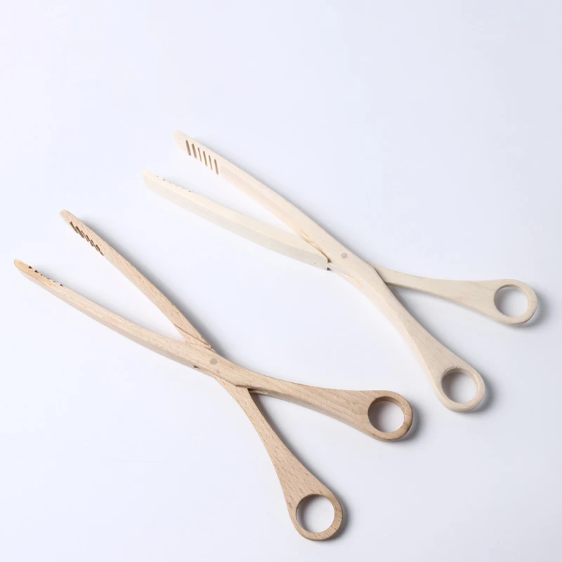 Kitchen supplies material vegetable fruit clamps raw mini wooden tongs with good after-sales