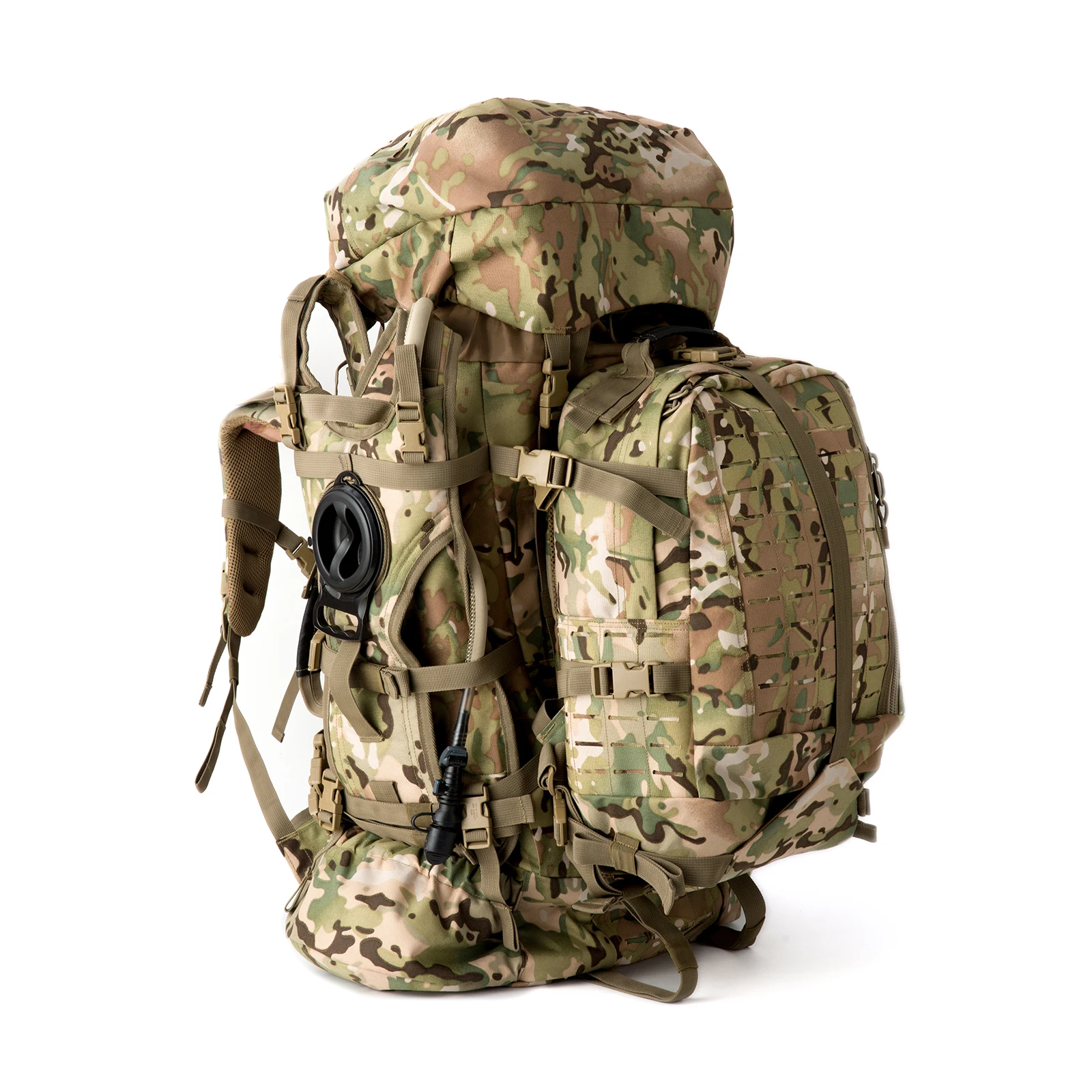 AKmax ILBE Trekking Survival Rucksack, Multicam Tactical Hydration Backpack with Waist belt, hunting backpack