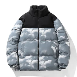HOSIN 2022 high quality pasiley print bomber white baby blue puffer down jacket sublimation