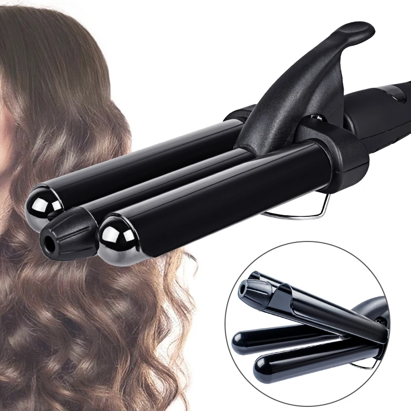 Factory wholesale LCD digital display home use three-headed automatic curling iron