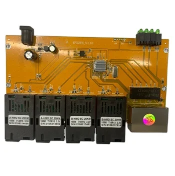 Оптоволоконный коммутатор RTXMC Ethernet 2 RJ45 4 SC, преобразователь оптических медиа, одномодовый волоконный порт 10/100M 1310nm 1550nm sc 25KM с адаптером