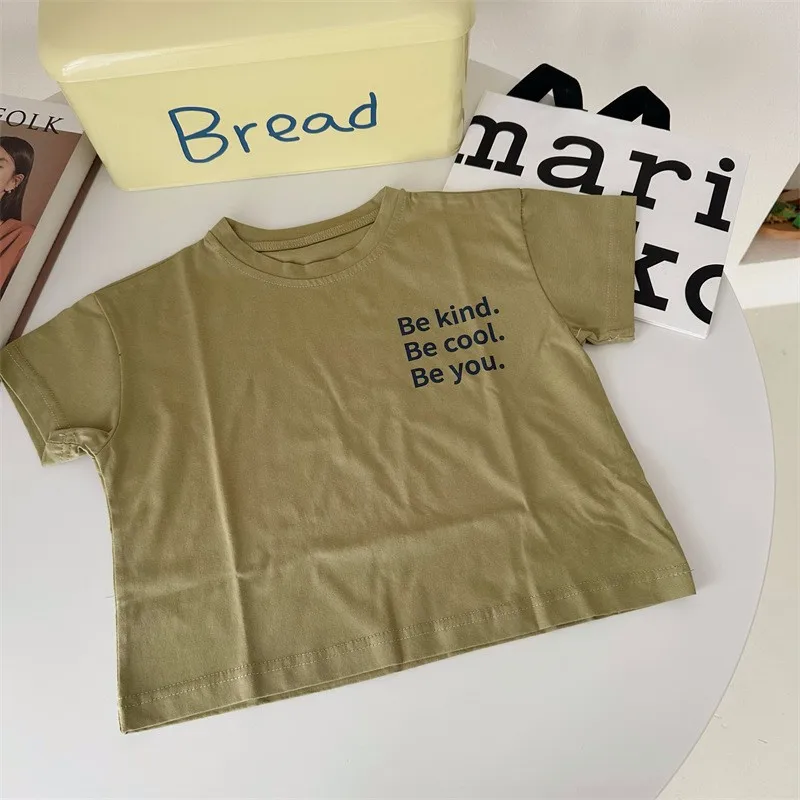 Kids Toddler Tape folder Basic short Sleeve T shirts Boys Girls Plain  summer   For Aged 2-7Y  Oversized toddler boy t shirts