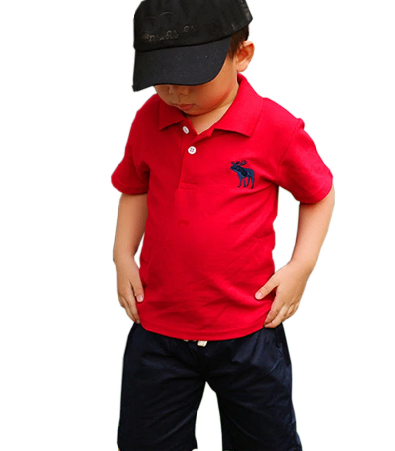Child Clothes Summer Cotton Short Sleeves Tops Sloid Color T-shirt Kids Boys Polo-shirts