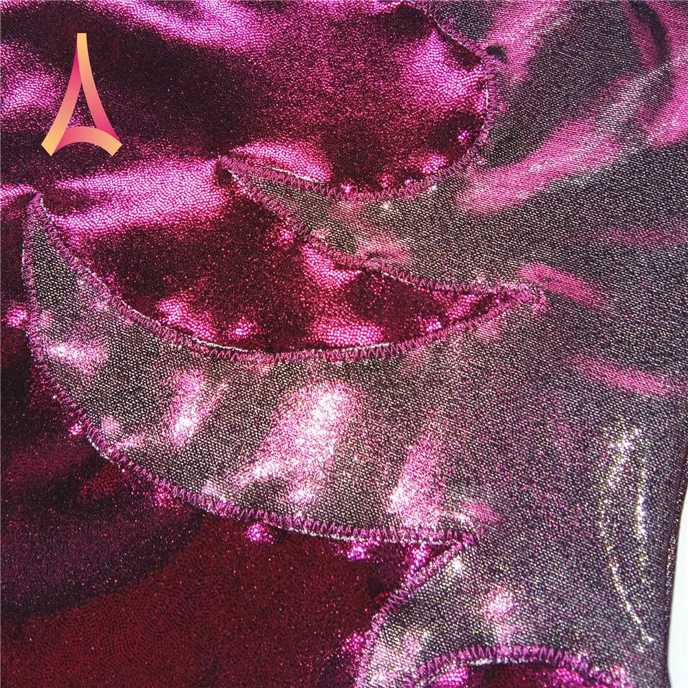 Double-layer Flame-paneled Berry Pink Leotard Gymnastics Leotard for girls