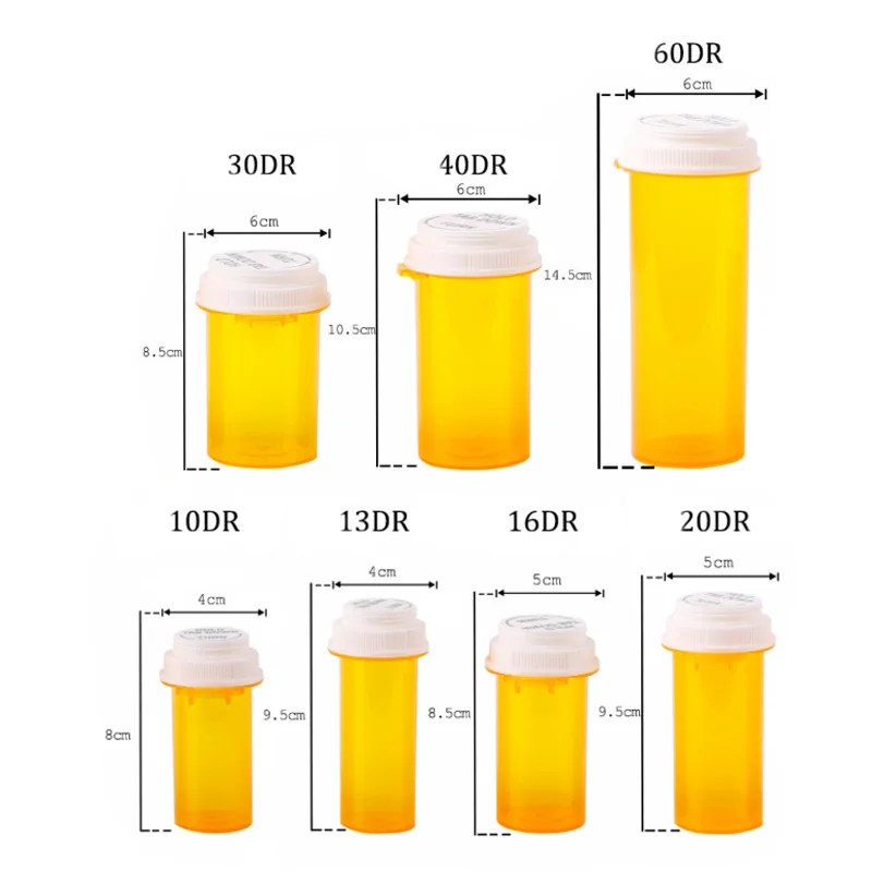 6D 13D 16D 19D 30D 60D Pop Top Plastic Bottles Vial Medical Pill Plastic Bottle, Reversible Tube Vial Container