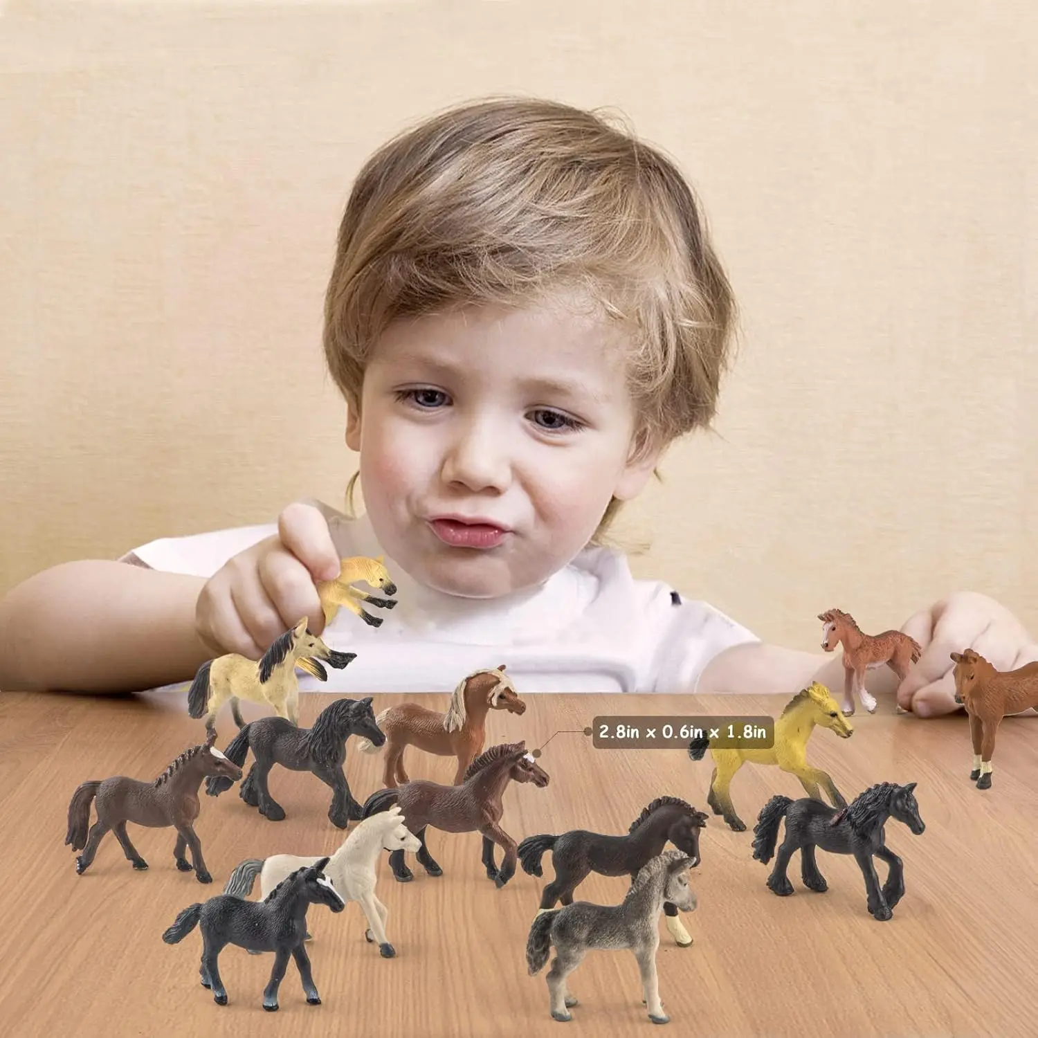 Plastic Horse Figure Toy Set for Kid  2.5' Miniature Realistic Pony Horse Toy Figurine Farm Animal Toy Gift for Boy Girl