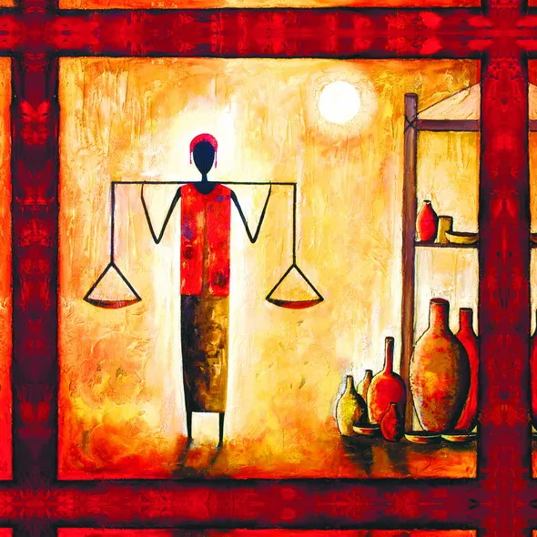 Abstract African Working Women with Pottery African Picture Canvas Prints Dining Room Wall Art Digital Frame Wall Painting Decor