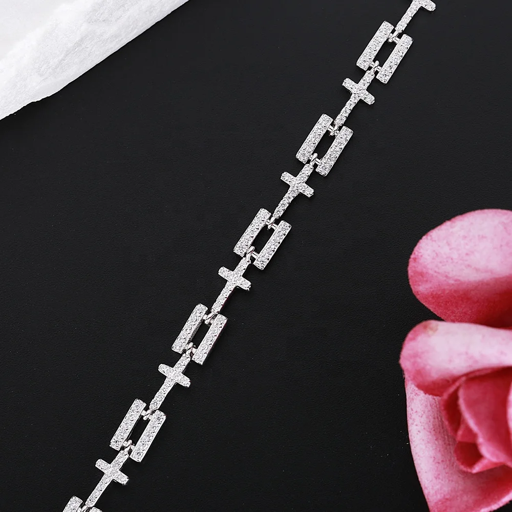 925 sterling silver Christian Cross hollow Religious chain Bracelet bracelet