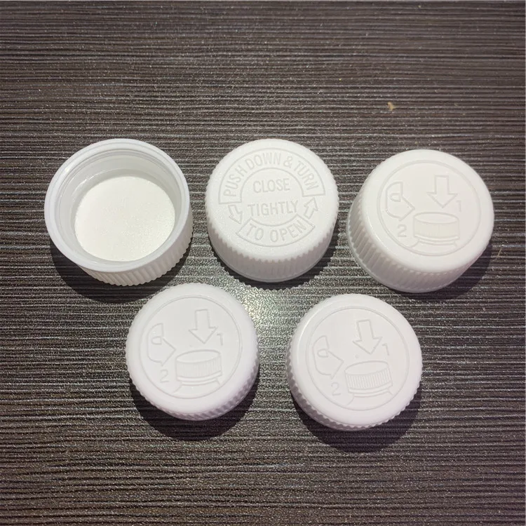childproof cap CRC PP 24/400 18/20/24/28/32/38/42/70mm 38mm plastic bottle cap with heat induction Liners Pictorial Ca