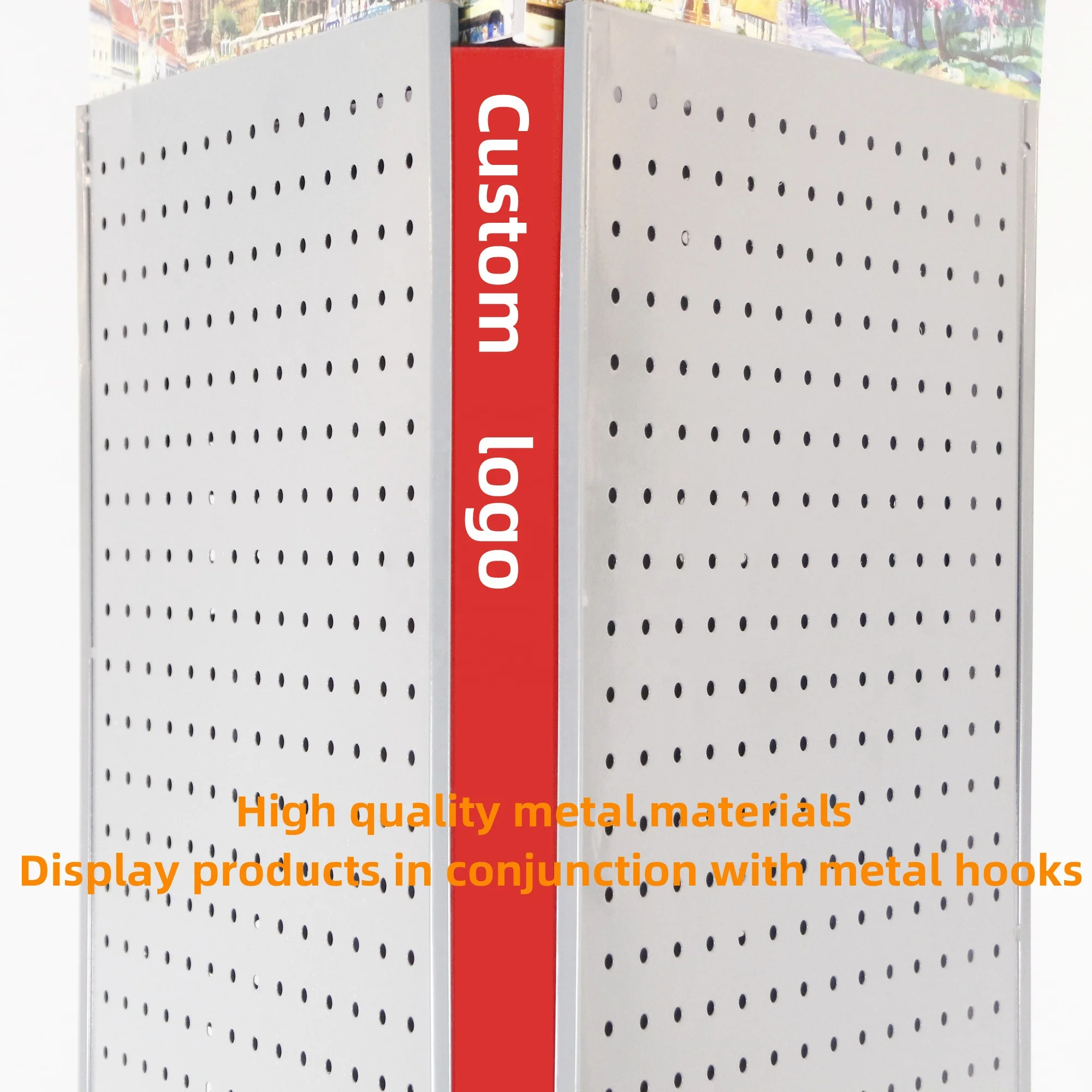 Custom Store Retail Product Earphone Stationery Sticker Phone Accessories Jewelry Metal Pegboard Rotating Display Stand Rack