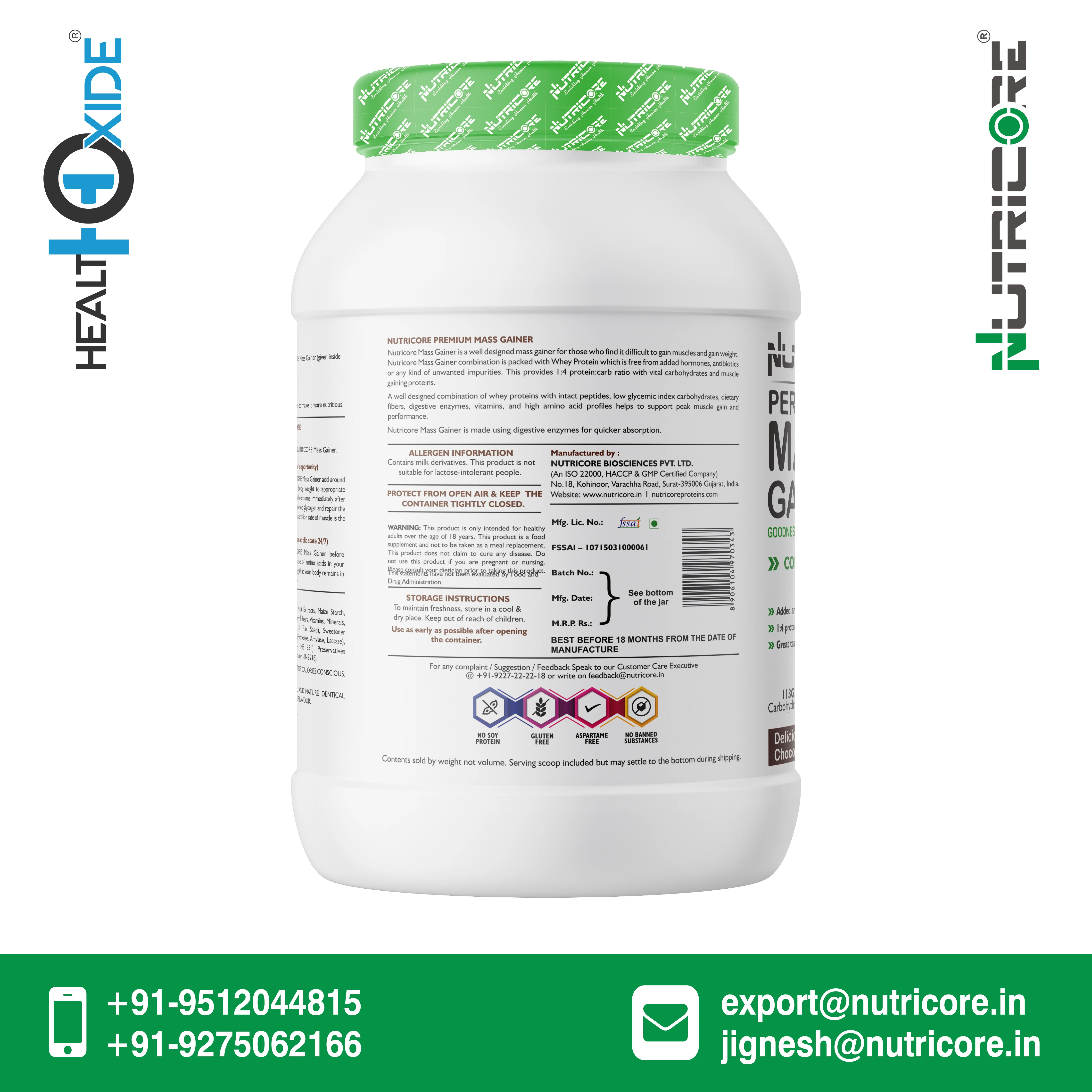 Bulk Sale Natural Delicious Gourmet Chocolate Flavor Mass Gainer Supplement Powder