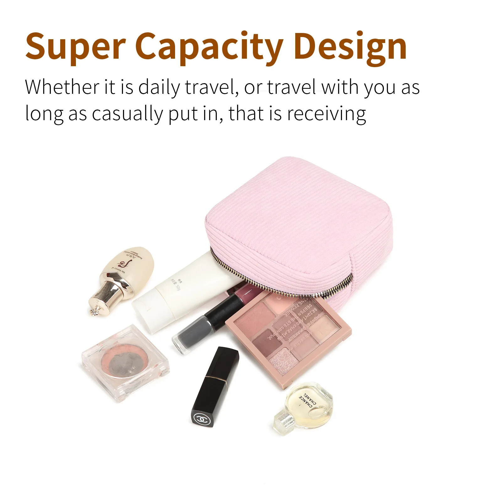 2024 Soft Small Make up Pouch Mini Cosmetics Bag Corduroy Cute Cosmetic Pouch for Women Purse