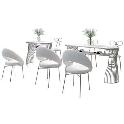 Nordic modern minimalist salon beauty shop table double nail art table and chair gold iron foot cover combination marble