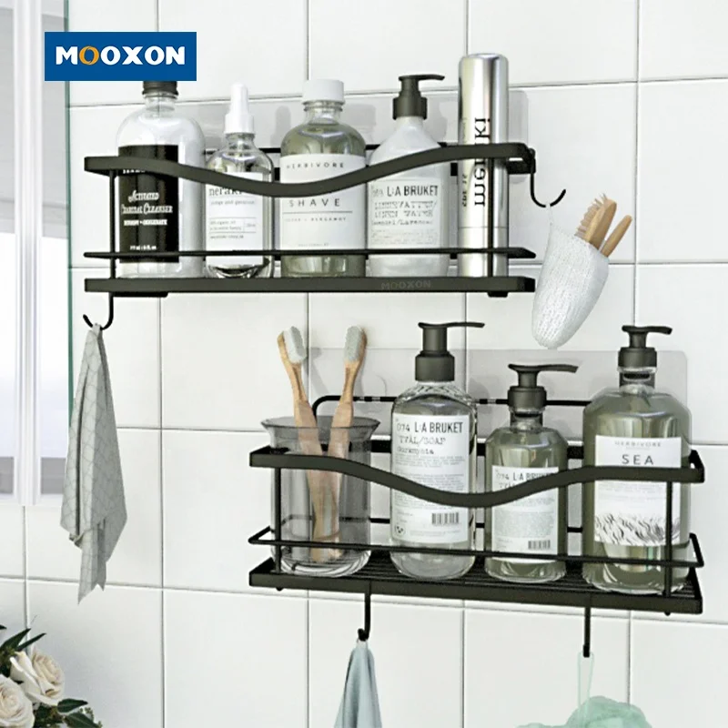 Amazon Wall Mounted Bathroom Stainless Steel Corner Shower Shelf Caddy Black Organizer Suction Cup Shower Caddy