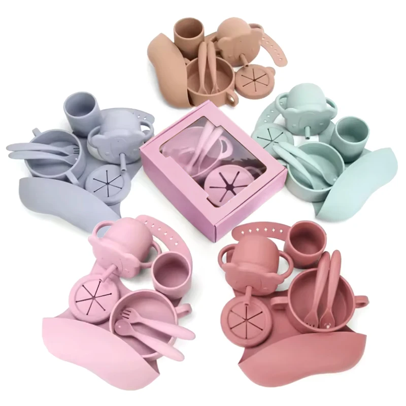 Baby Safety Products Professional Non Toxic Food Grade Bpa Free Silicone Divider Kids Feeding Plate Bowl Set With Spoon