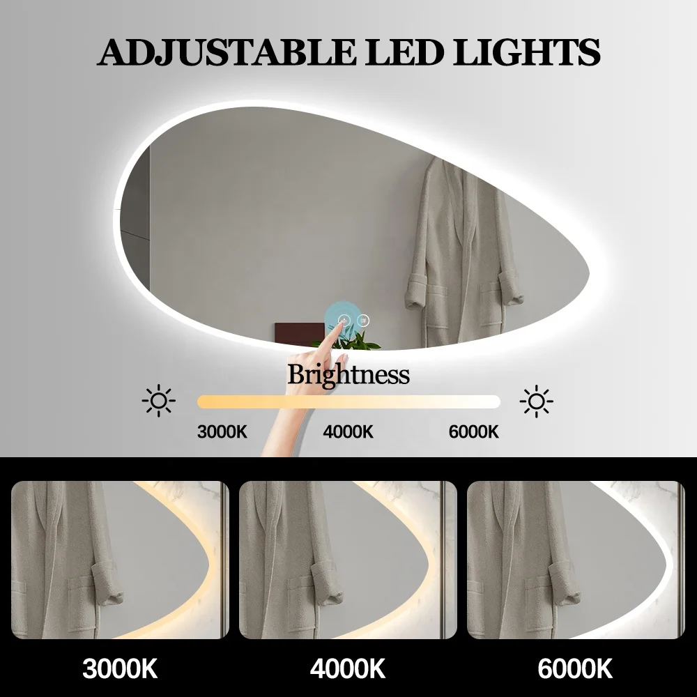 Irregular Styling Wall Make up LED Home Glass Bathroom Smart Mirror Silver Mirror