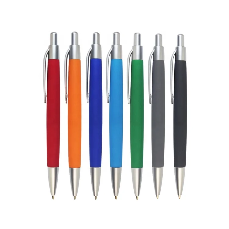 STASUN Promotional Ball Pen Logo Printed Pen Colorful Rubber Coating Pen Retractable Ballpoint Customized Printed Less MOQ