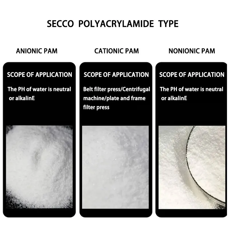 SECCO customized Cationic Anionic Nonionic Polyacrylamide use to textile dyeing wastewater treatment Chemical Flocculant PAM