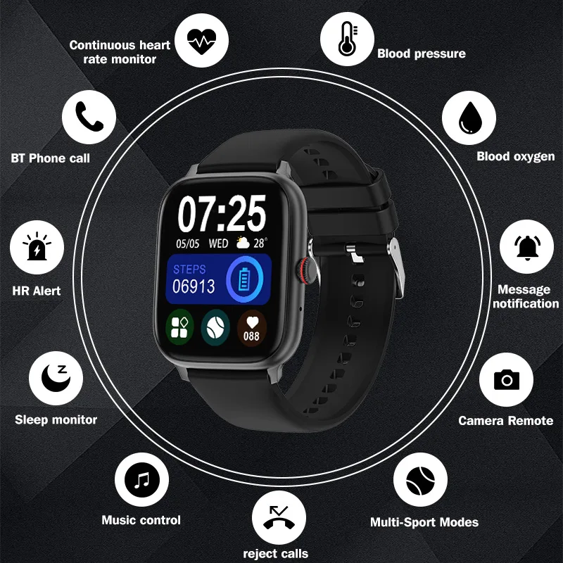 T15 Bluetooth Talk Watch 1.83 Heart rate sleep sports voice assistant IP68 smart watch Source Factory