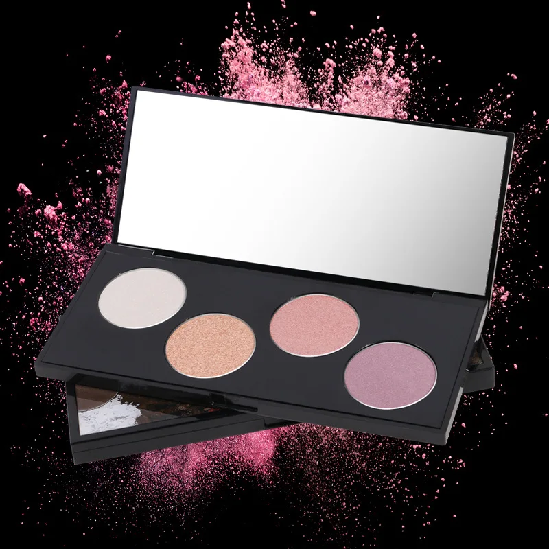 Custom wholesale 4 colors multichrome vegan makeup blue pink brown eye shadow palette private label