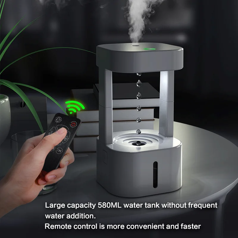 2024 new products 7 colors LED changing night light cool mist big fog water drop anti gravity humidifier ultrasonic humidifier