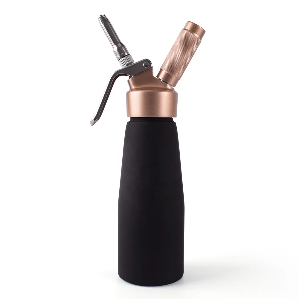 Gold Top Aluminum Whipped Cream Whipper Dispenser with Stainless Steel Tips