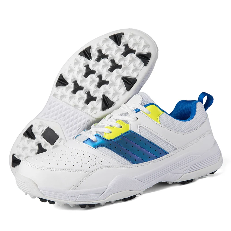 New hyperflex wholesale high quality cricket shoes sports men trainer golf shoes spike less white leather low prices 47