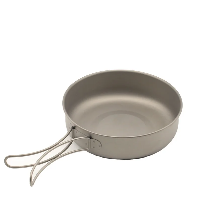 Pure titanium frying pan cooking pot camping pot outdoor portable folding