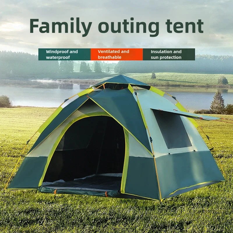 Portable Automatic Outdoor Tent for Camping Picnics Travel-Waterproof Oxford Fabric with Aluminum Poles for Summer Seasons