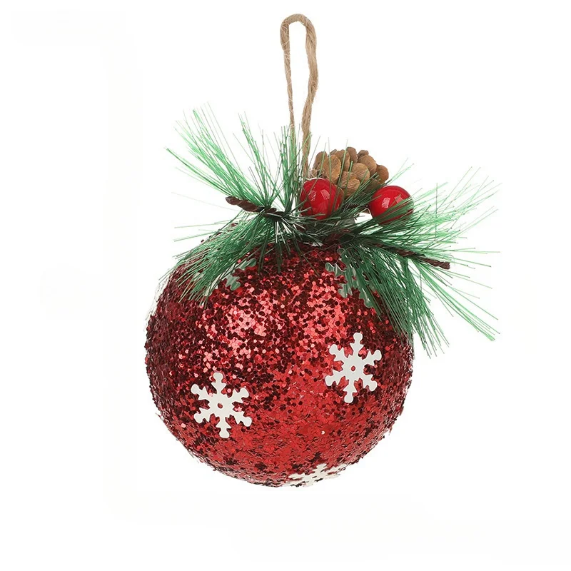 Shatterproof 30cm Christmas Tree Ornaments Xmas Hanging Sequin Pinecone Foam Balls for Home Decor