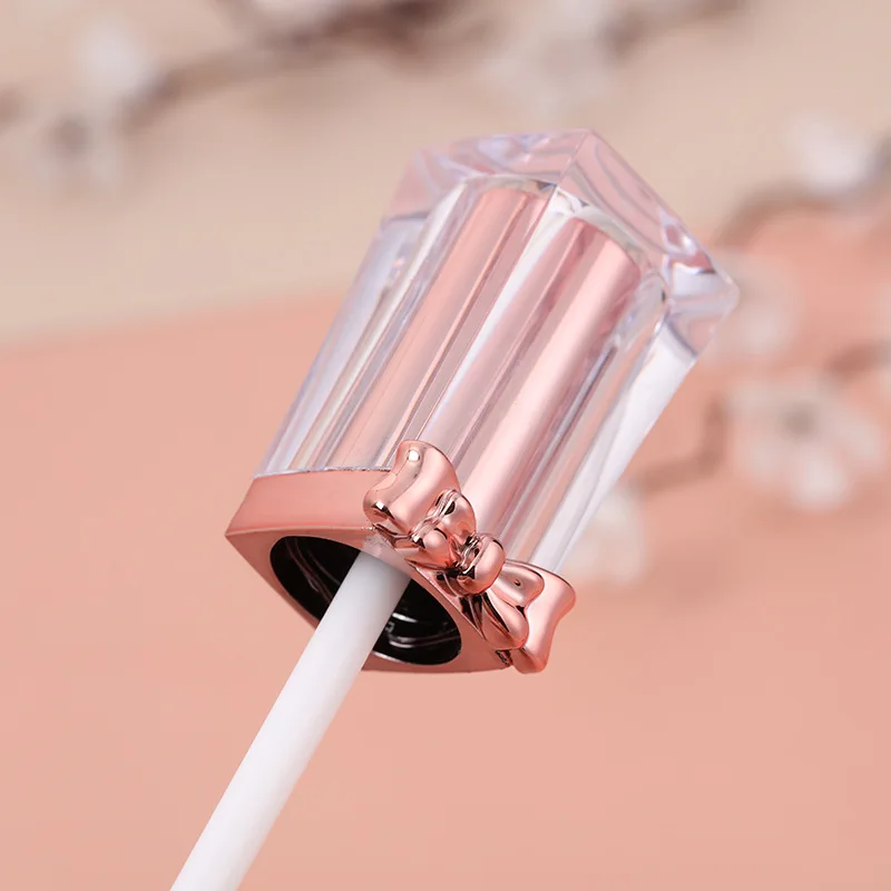 CCG-091 Custom Logo Unique Design Wholesale High Grade Fancy Pink Bow Lip Gloss Tube Empty Plastic Cosmetic Lipstick Tube
