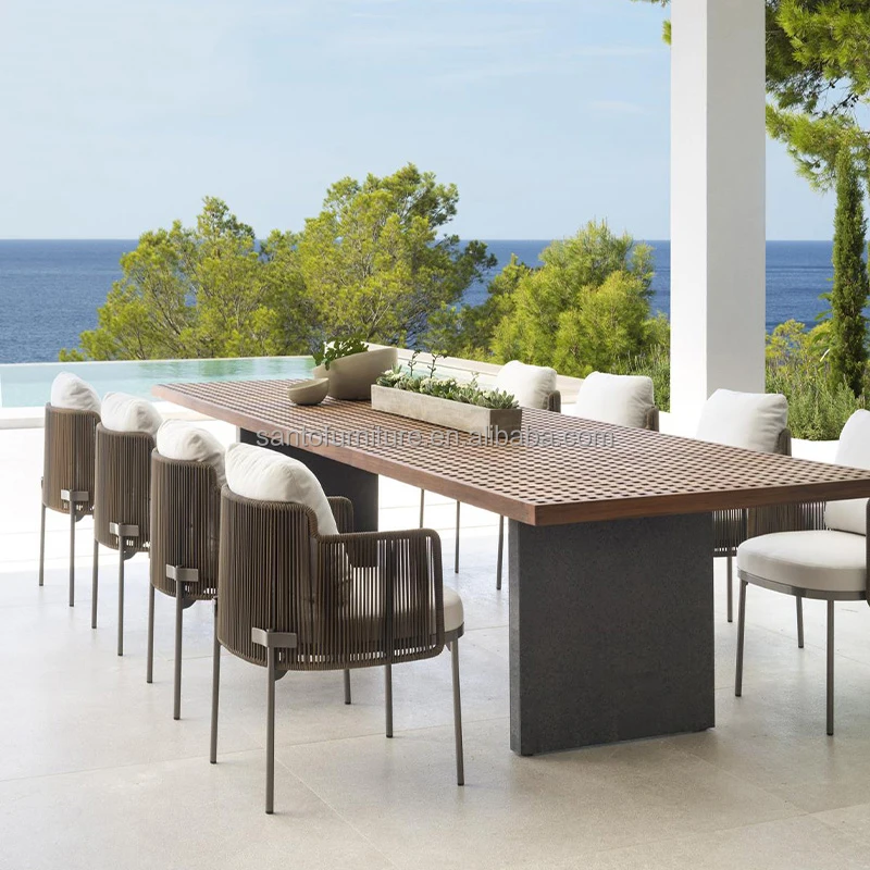 Modern Luxury Patio Furniture Garden Table And Chair Teak Outdoor Dining Set