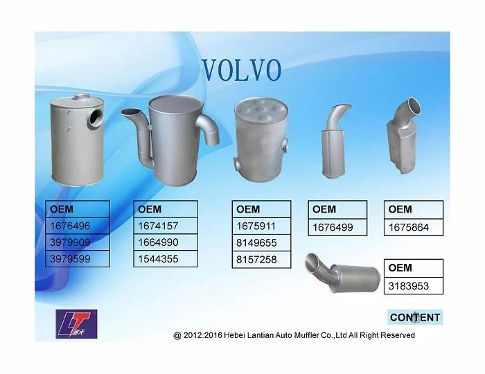 OE 1676499 3183953   21383387  for Volvo Spare Parts Heavy Truck Exhaust Muffler Truck Muffler Rear End