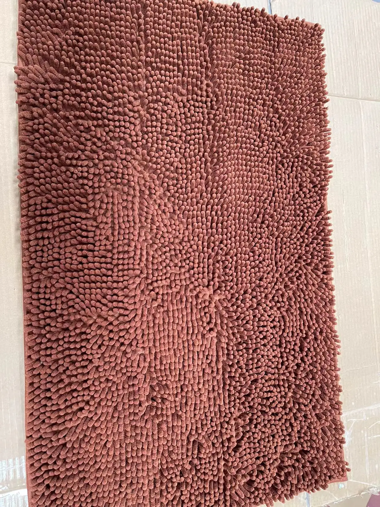 Hot sale TPR back fluffy chenille bathroom rug loop pile cushioned door rug