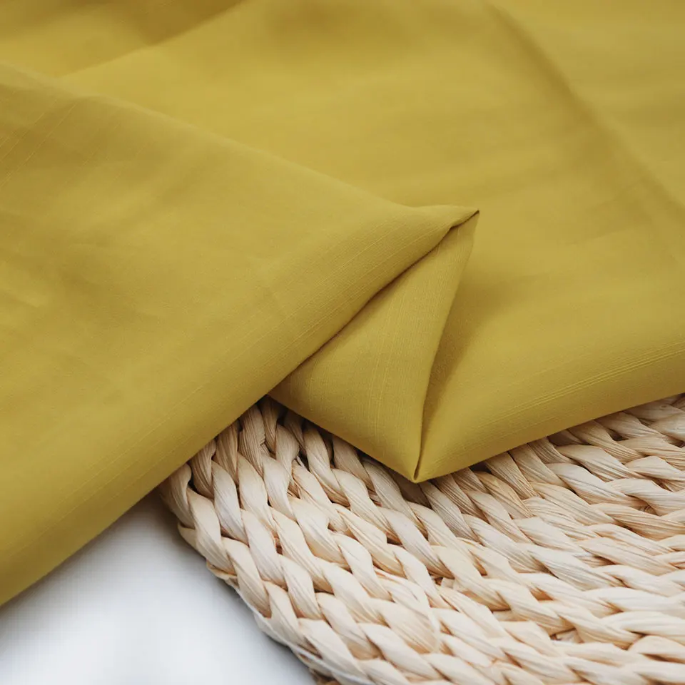 Women fashion blouse slubbed smooth monofilament lightweight span mixed 80% rayon 20% polyester fabric