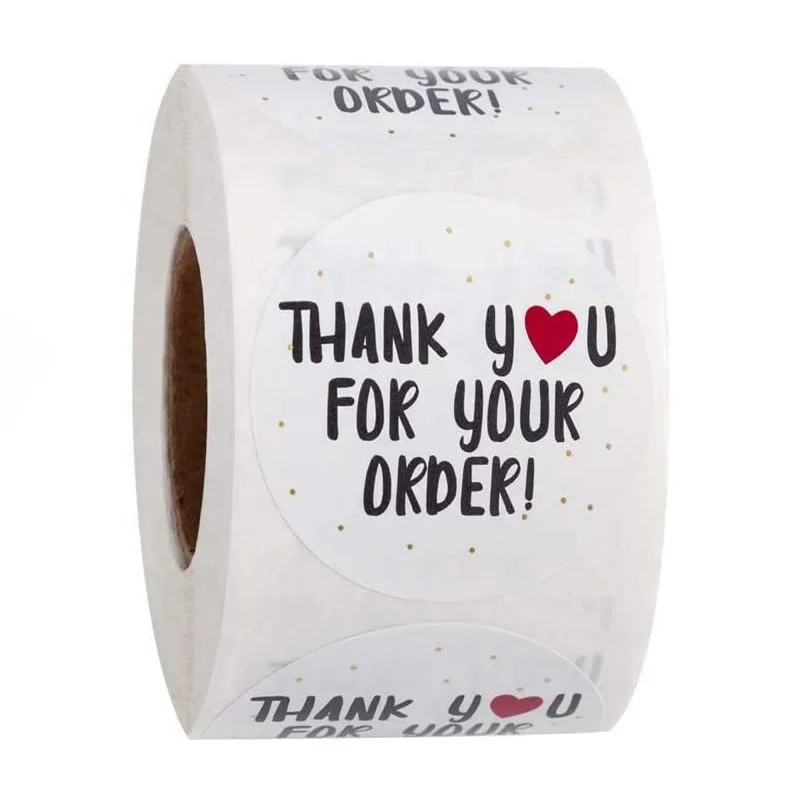 Hot Sale Private Label Custom Logo Business Adhesive Stickers Thank You for Purchase Sticker Roll for Package Envelope