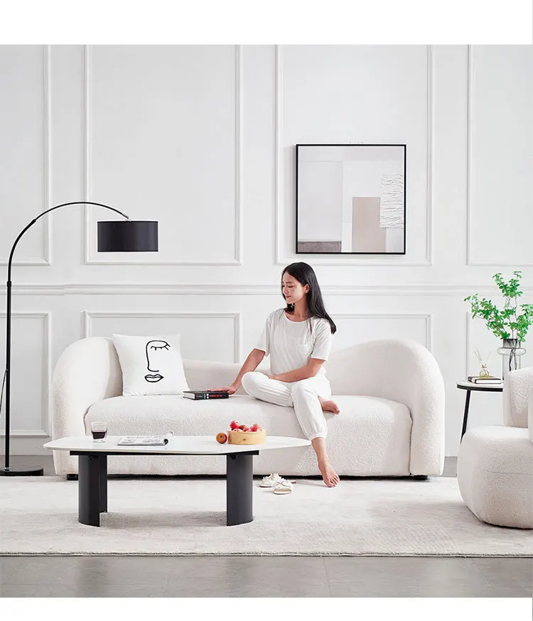 Nordic Fabric Lambswool boucle furniture White Leisure Chair lounge sofa recliner Accent Hotel Liivng Room sofa