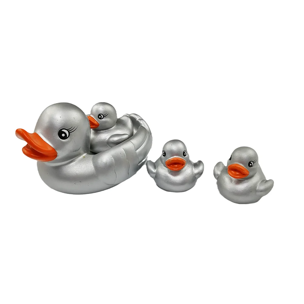 Float & Squeak 4Pcs Rubber Duck Shower Toys Family Pack Ducky Baby Bath Toy for Kids Bath Duck Toys
